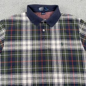 VTG Polo Ralph Lauren Shirt Mens Large Green Plaid Made in USA Polo Pony Rugby